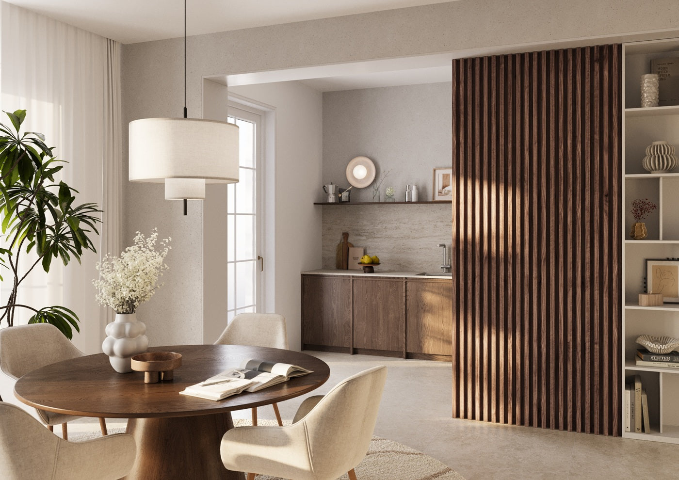 LAMELE SLIM NA FORNIROWANEJ PŁYCIE MDF - FORNIR ORZECH AMERYKAŃSKI