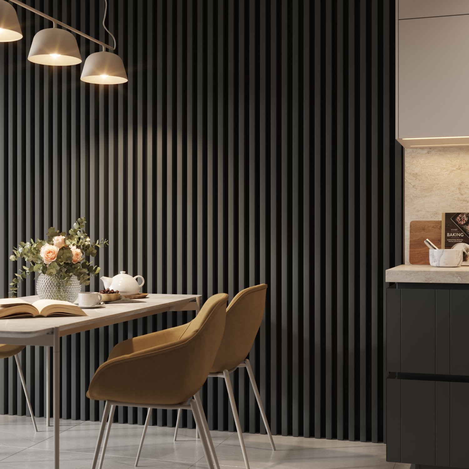 LAMELE 3D ŚCIENNE - GRAFIT MAT