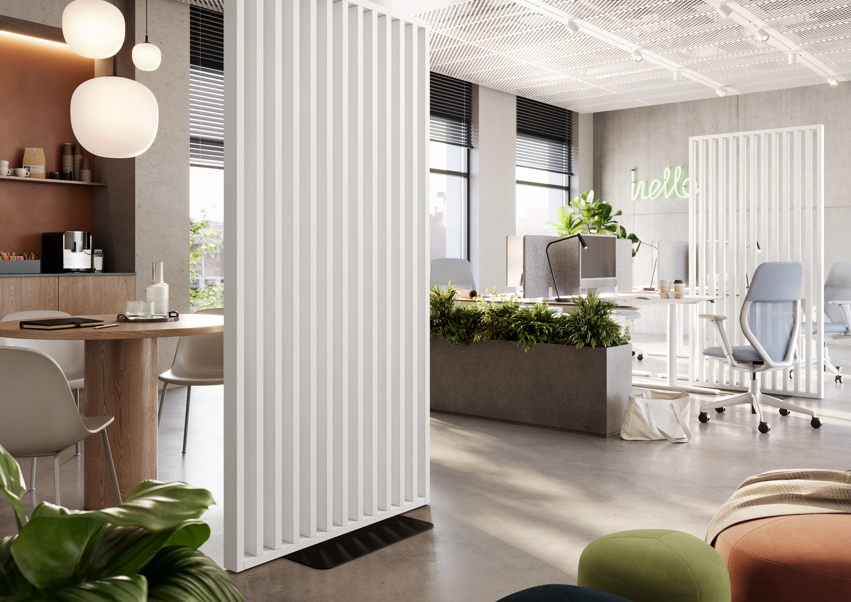 ŚCIANKA DZIAŁOWA Z PODSTAWĄ - GOTOWY ZESTAW - BIAŁY MAT