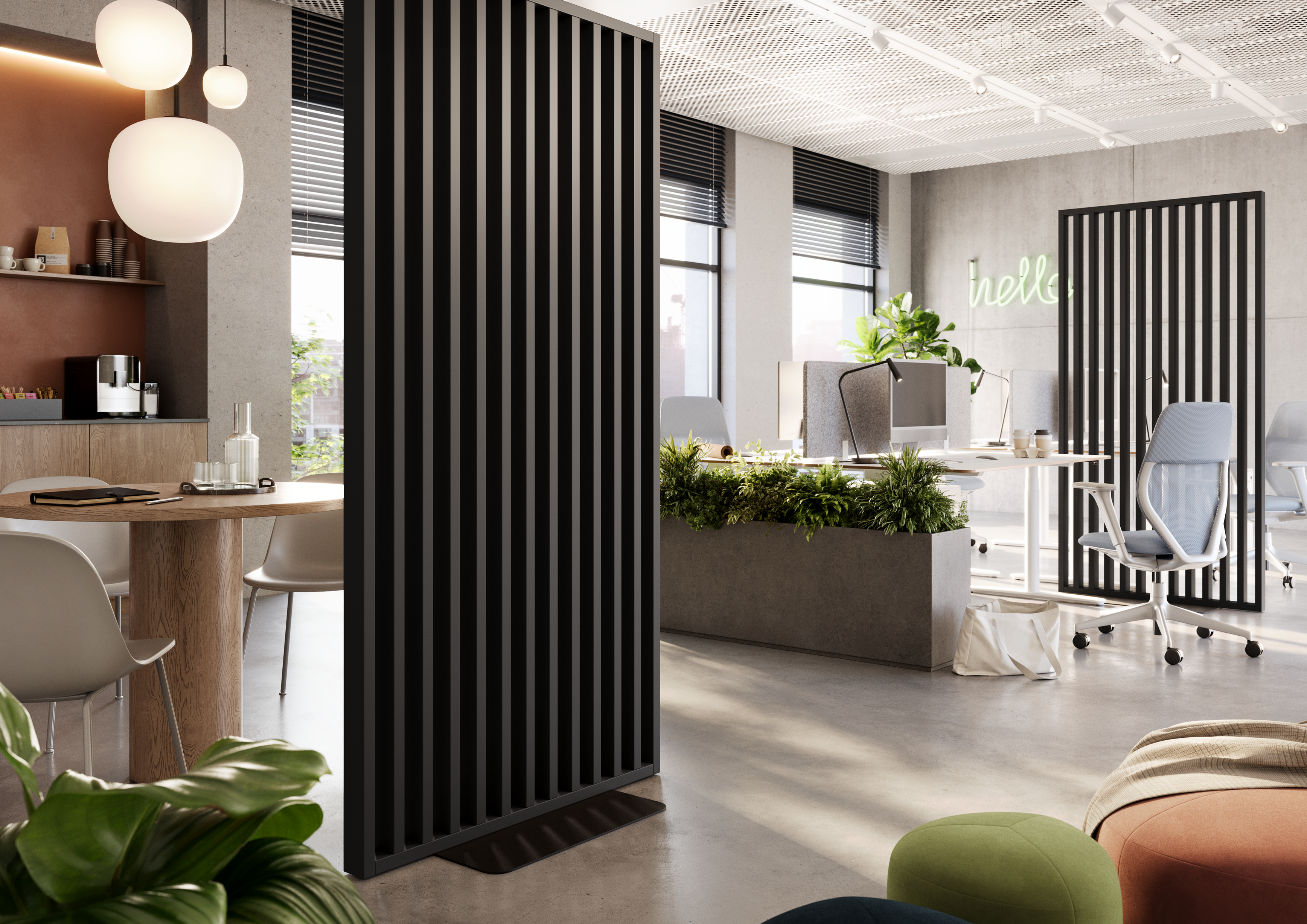 ŚCIANKA DZIAŁOWA Z PODSTAWĄ - GOTOWY ZESTAW - CZARNY MAT