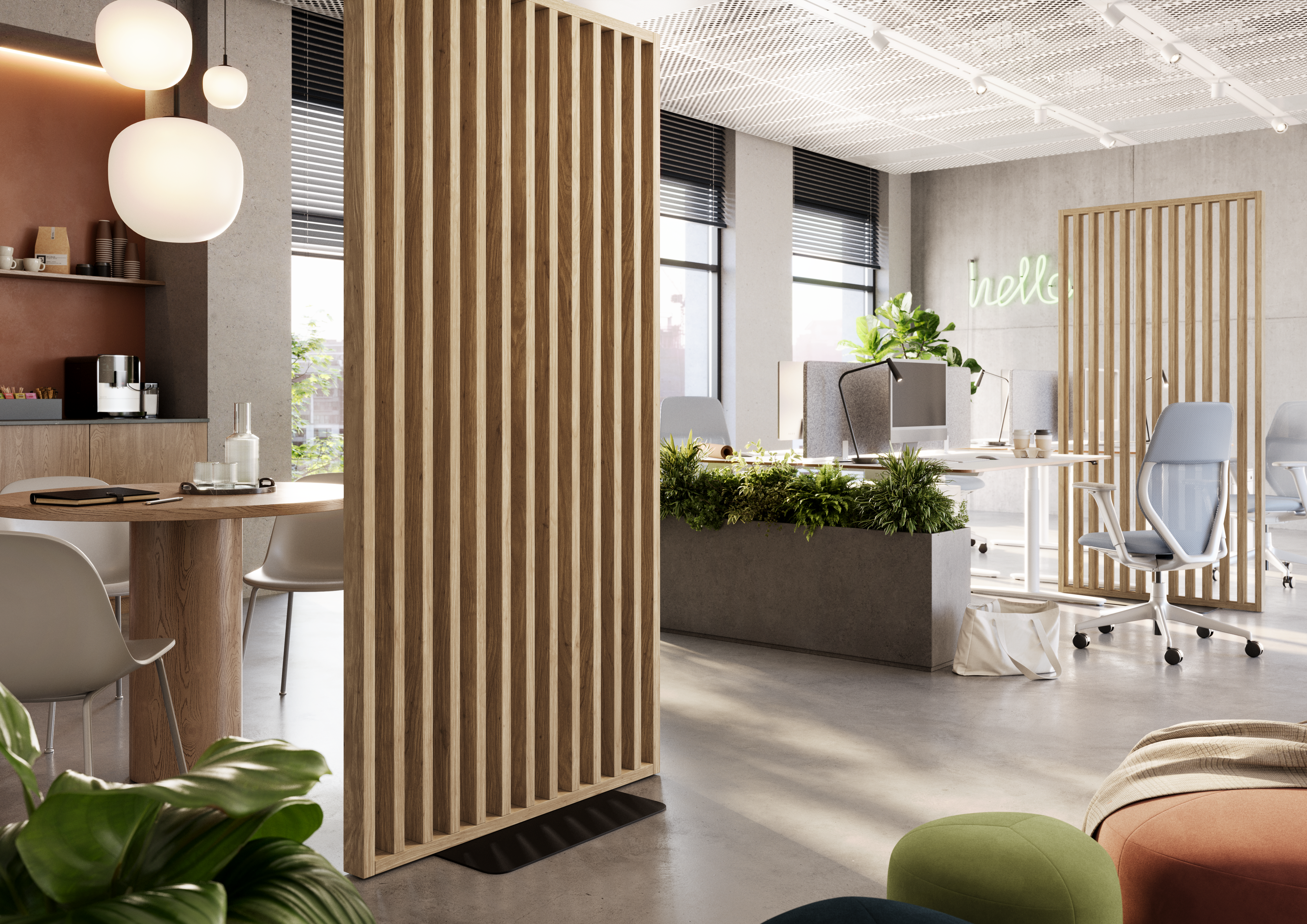 ŚCIANKA DZIAŁOWA Z PODSTAWĄ - GOTOWY ZESTAW - DĄB NATURA