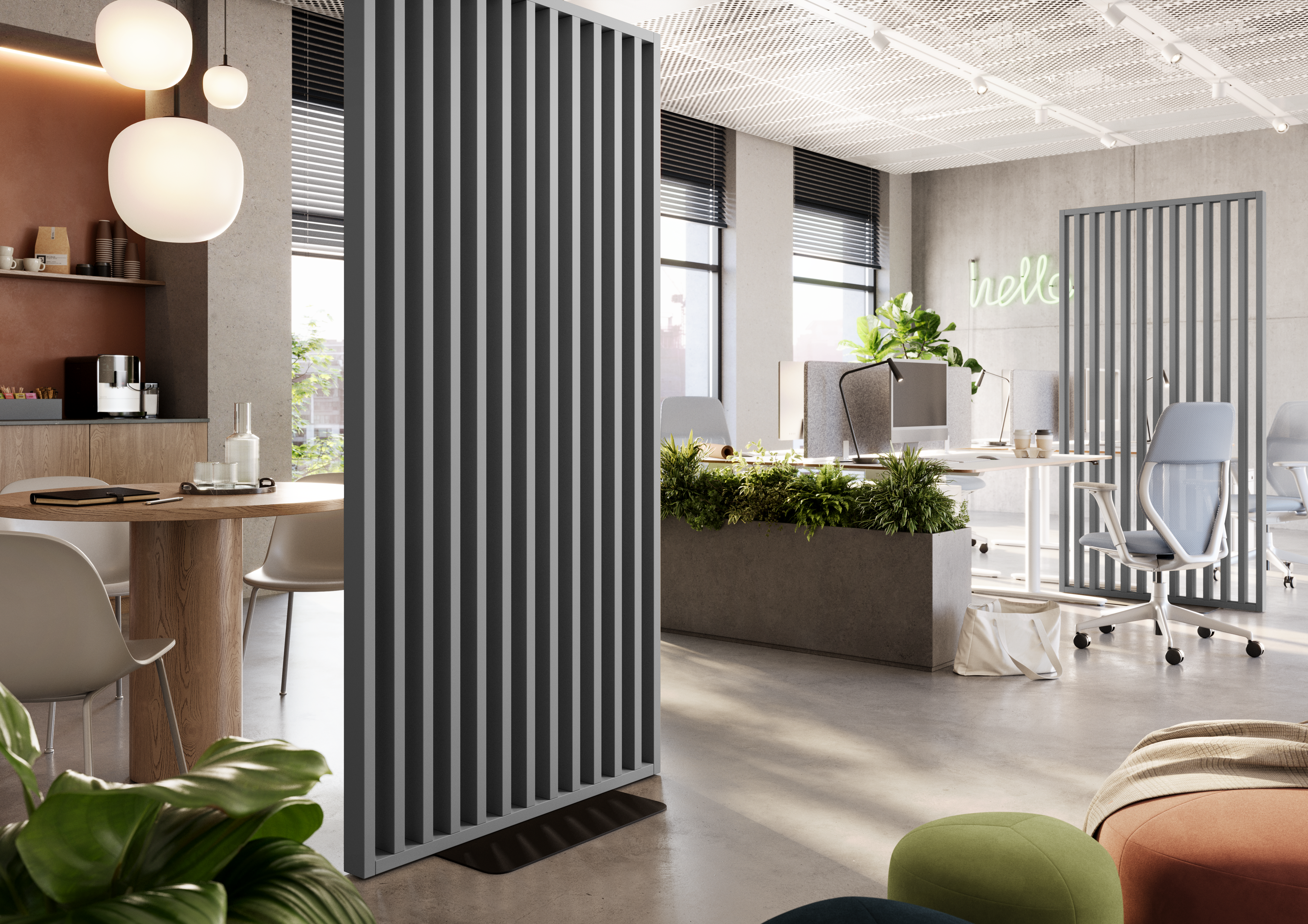 ŚCIANKA DZIAŁOWA Z PODSTAWĄ - GOTOWY ZESTAW - GRAFIT