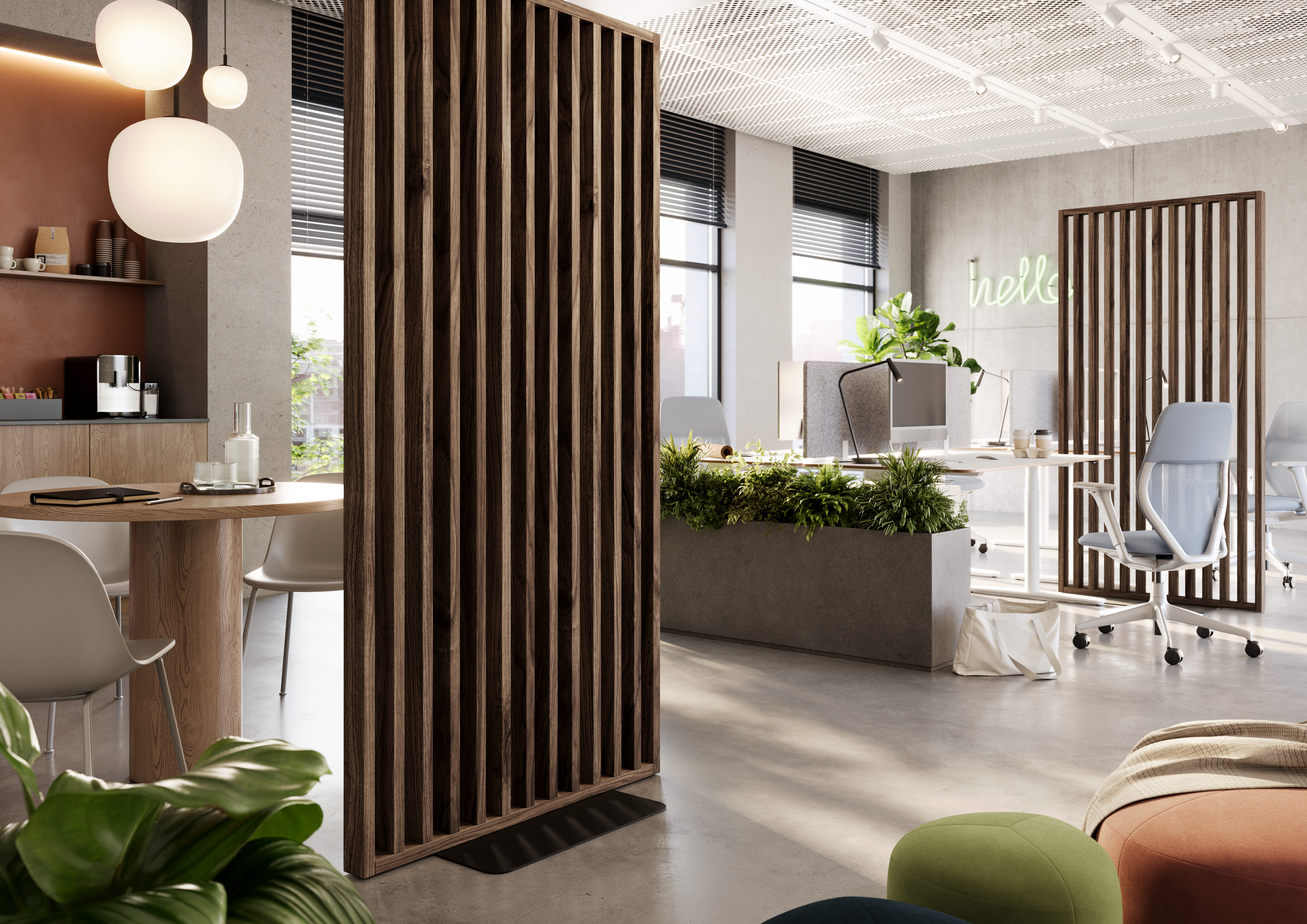 ŚCIANKA DZIAŁOWA Z PODSTAWĄ - GOTOWY ZESTAW - ORZECH KLASYCZNY