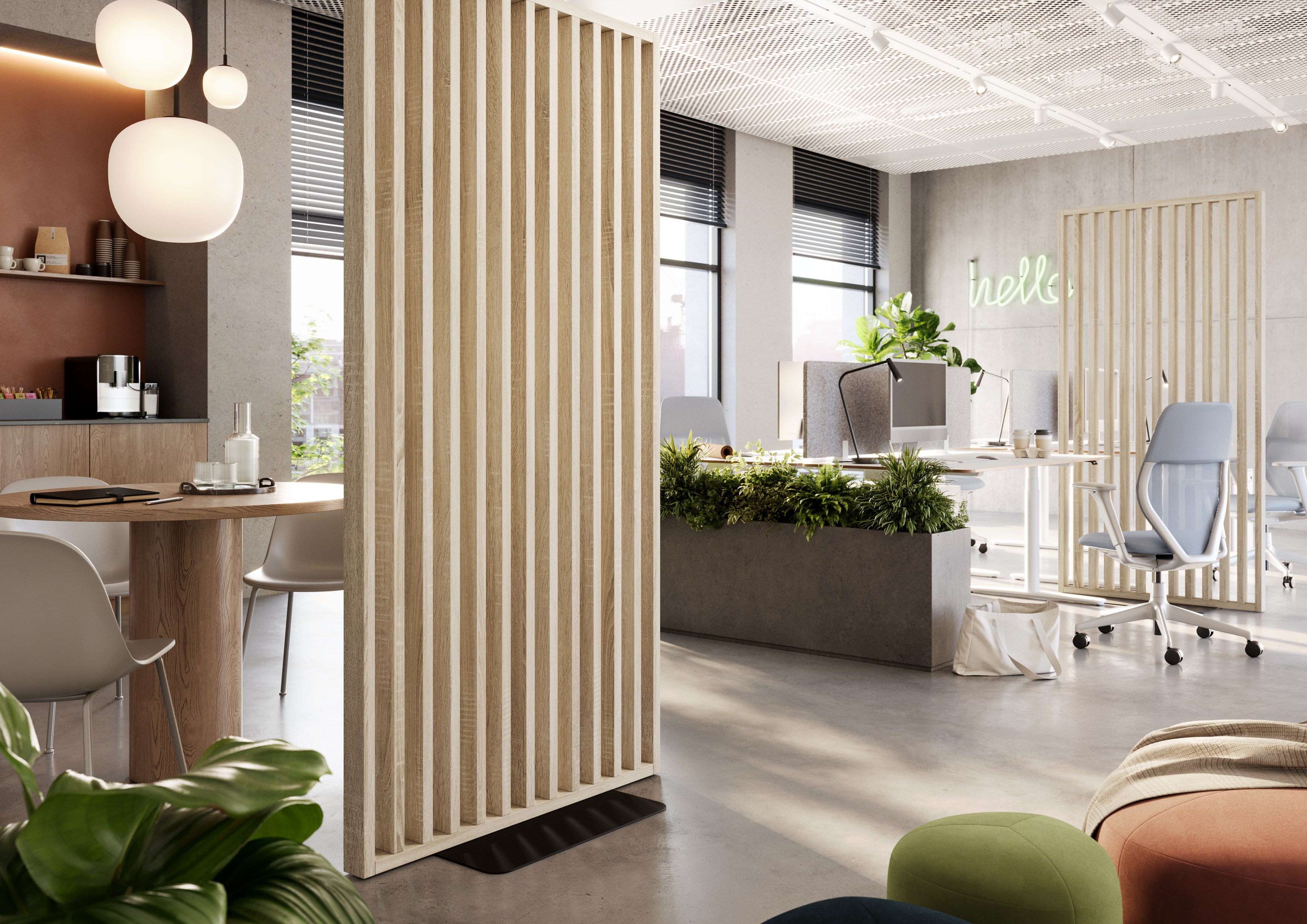 ŚCIANKA DZIAŁOWA Z PODSTAWĄ - GOTOWY ZESTAW - DĄB SONOMA