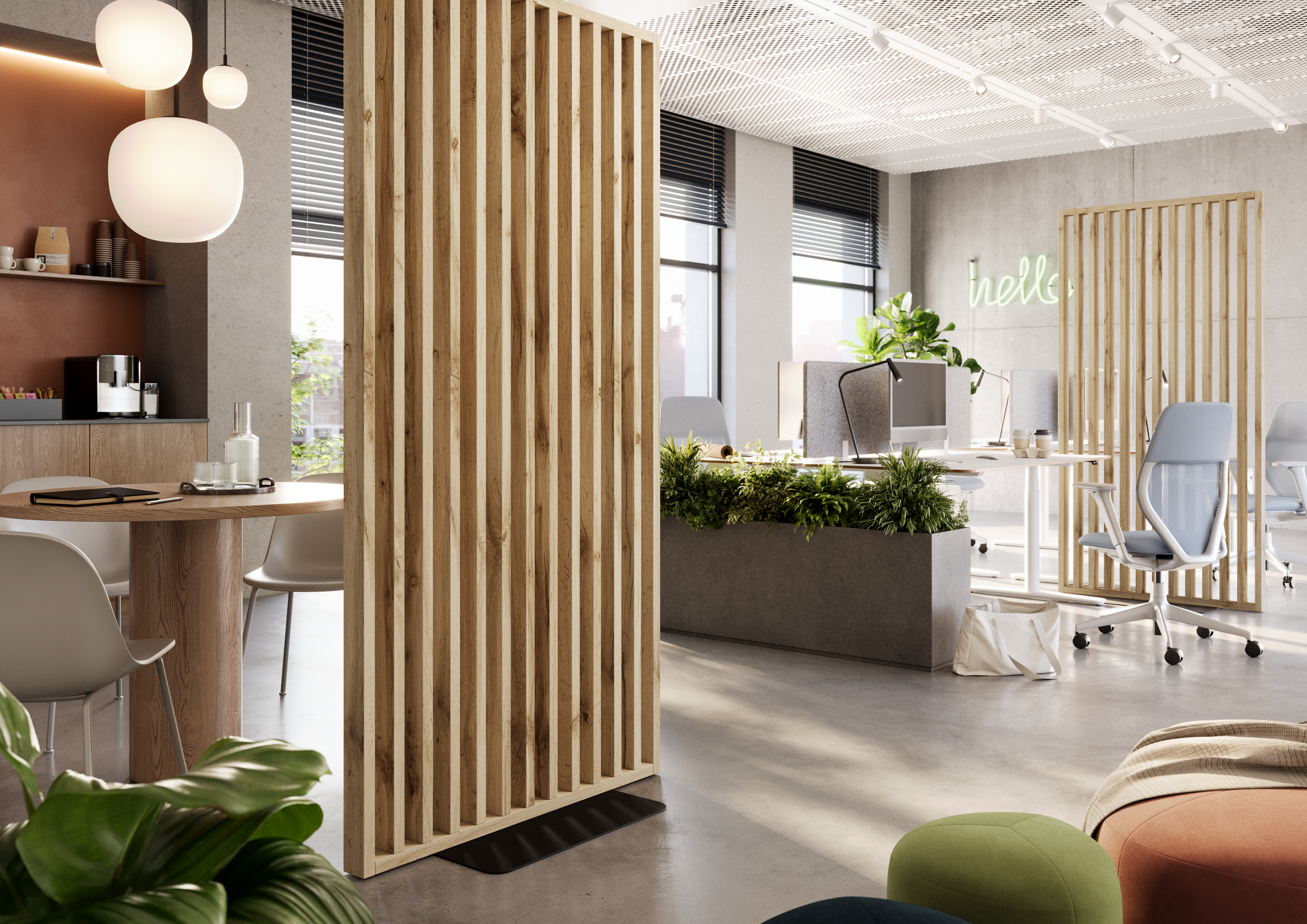 ŚCIANKA DZIAŁOWA Z PODSTAWĄ - GOTOWY ZESTAW - DĄB WOTAN