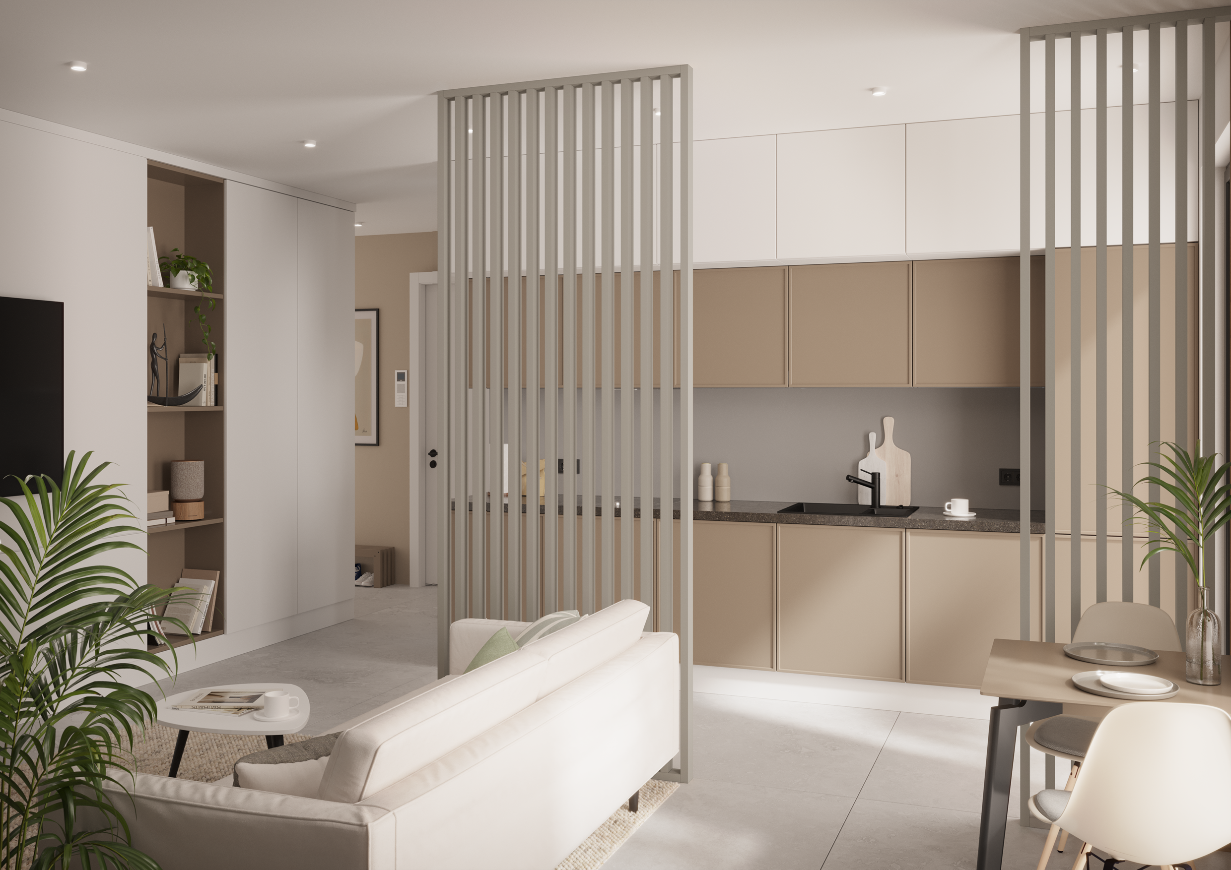 ŚCIANKA Z LAMELI - GOTOWY ZESTAW - PIASKOWY BEŻ - LAMELE3D